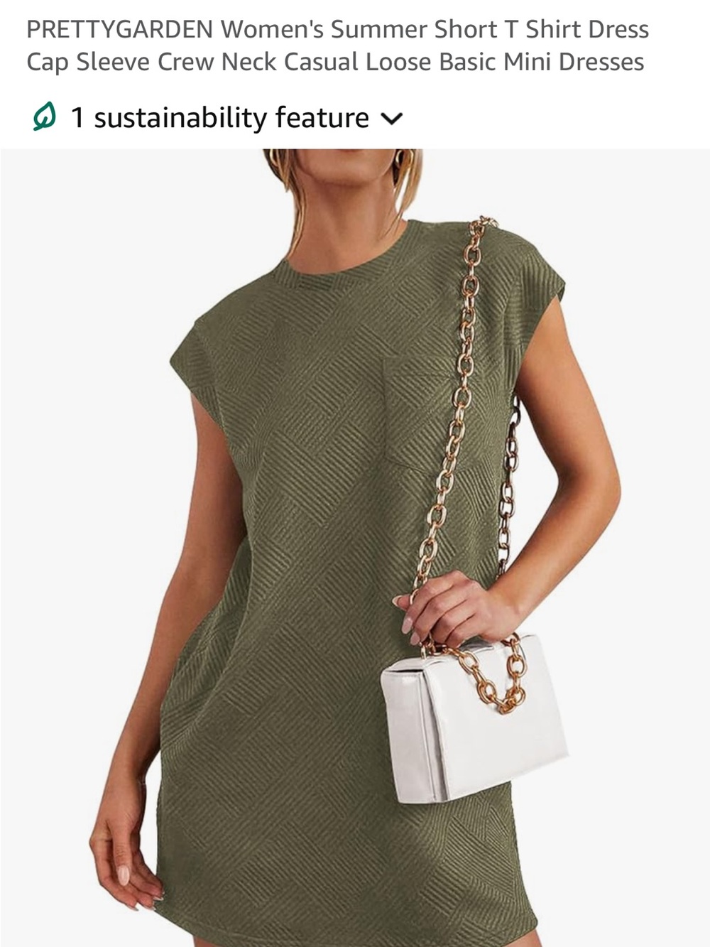 PRETTYGARDEN Olive Green Casual Short Sleeve T-Shirt Dress